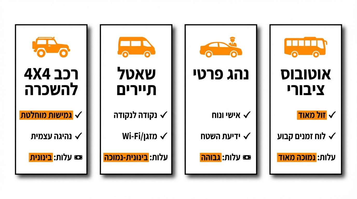 השוואת אפשרויות תחבורה בקוסטה ריקה – רכב שכור, שאטל, נהג פרטי ואוטובוס