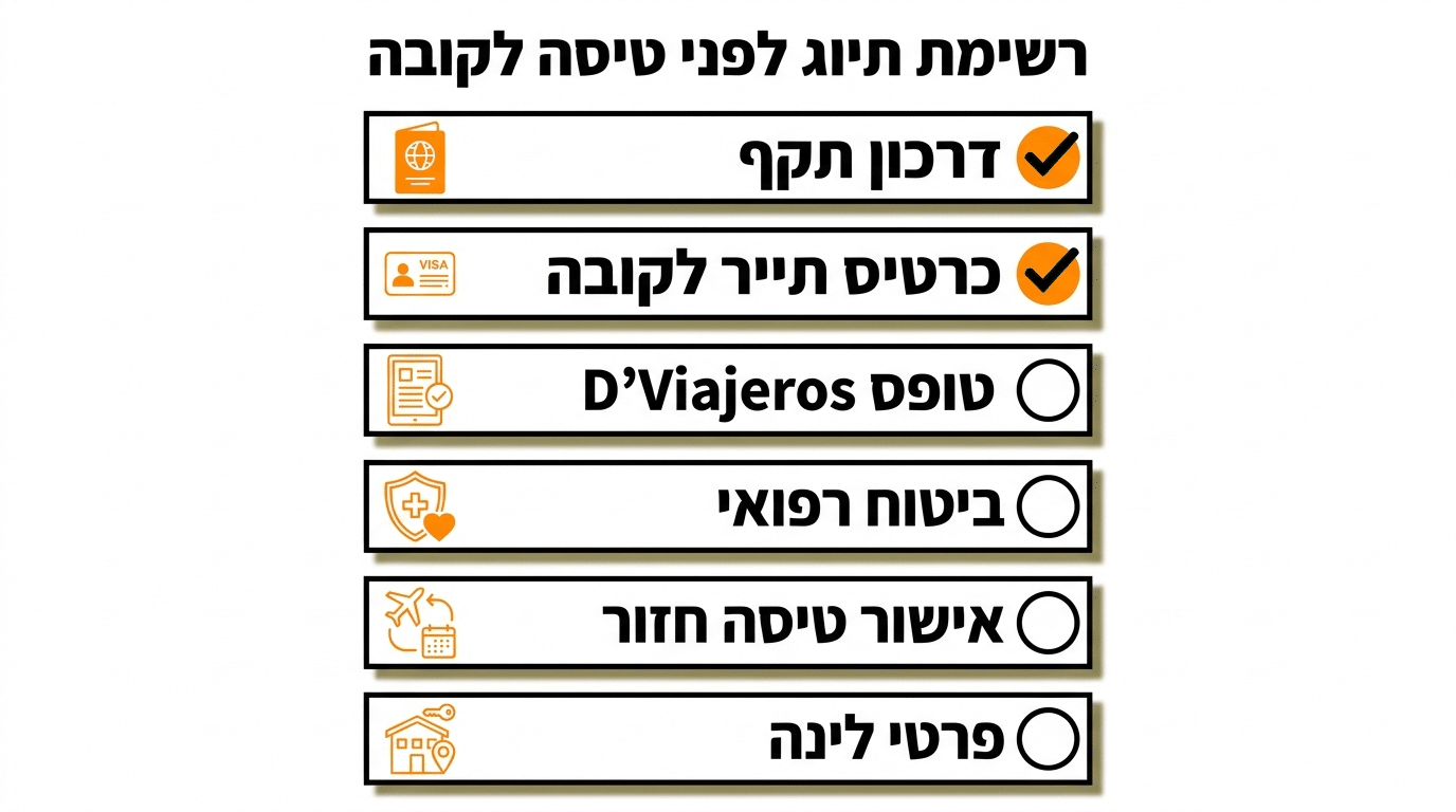 הצ׳קליסט המלא לפני הטיסה לקובה